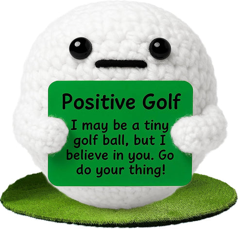 Positive Golf Ball - Emotional Support Crochet Dolls Handmade Positive Crochet Gift for Men Women Golfers Tournament