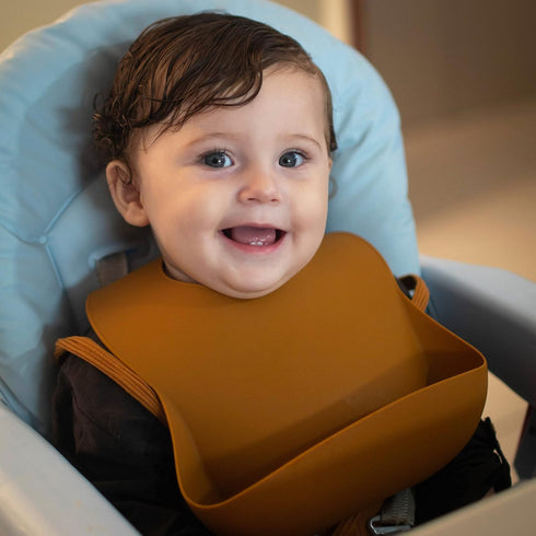 Moonkie Silicone Baby Bibs Set of 2, BPA Free Soft Adjustable Fit Waterproof Feeding Bibs for Babies and Toddlers