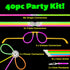 PartySticks Moondance Glow Sticks 40pk with 16 Glow in The Dark Party Favors and 24 Connectors for Decorations