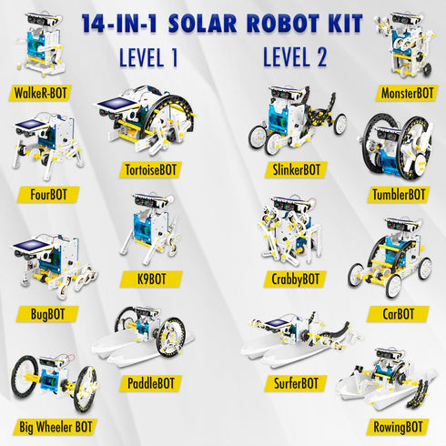 SolarBot.14, 10+ Teach Tech Transforming Solar Robot Kit, STEM Learning Toys for Kids