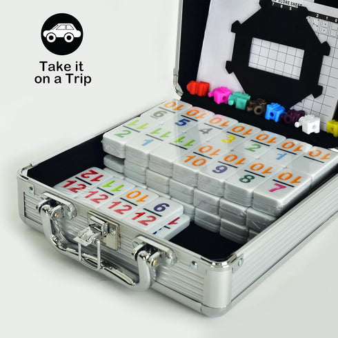12 Set 91 Domino2-10 Doublefan Mexican Train Dominoes with Color Numbers,Double Numerical Domino Game, Chicken Foot