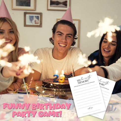25 Set A06 Birthday Party Games, My Favorite Memory, Pcs Card for Guests, Fun Birthday Game for Teen Adults