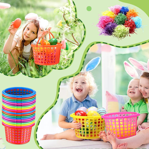 50 4.3 6.7 400g Wenqik Pcs Plastic Easter Baskets for Kids Bulk x in Easter Egg Baskets Empty Plastic Buckets