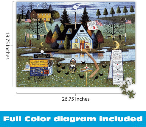 1000 Buffalo Games Charles Wysocki Know It All Piece Jigsaw Puzzle, Americana Folk Art Puzzle for Adults
