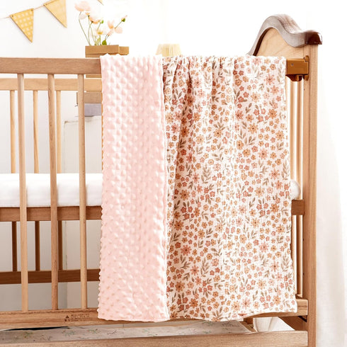 CoolaPeach 2 Pack Backing,39x29.5 Inches,Printed Minky Baby Blankets,Super Soft Receiving Blankets with Muslin Cotton