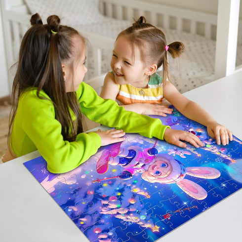 100 Nattork Jigsaw Puzzles Pieces for Kids Youth Skiing Bunny - Pieces Fit Together Perfectly