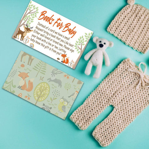 Woodland Creature Books for Baby Shower Request Cards (50 Pack) - Baby Shower Invitation Inserts