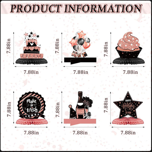Clabby 12 Pieces Honeycomb Centerpieces Birthday Table Decorations for Women Men Anniversary Party Supplies (Rose Gold,
