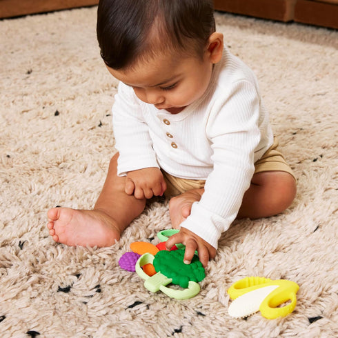 3-Pack Set Infantino Lil Nibbles Textured Silicone Teethers, BPA-Free Baby Teething Toy, Soft, Easy to Hold, Sensory
