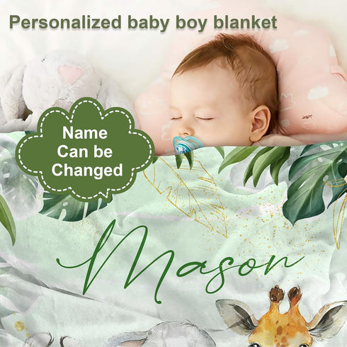 J&SBGFT 30"x40", Color13 Custom Baby Blanket with Name, Personalized Receiving Blanket for Toddlers
