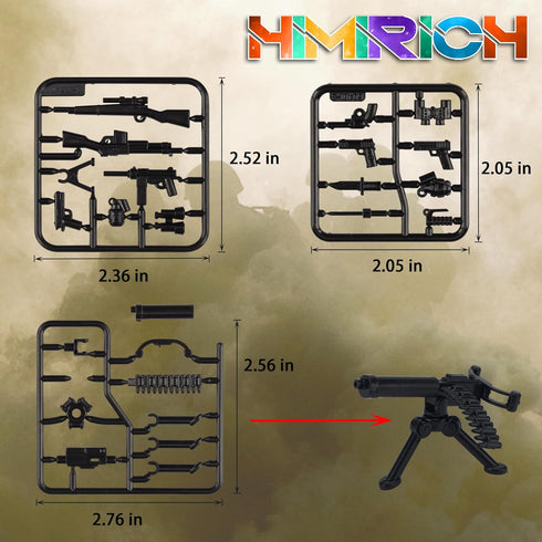 Military Weapons Pack 24 Pcs UK Accessories Kits Toys, Army Equipment Gear WW2 Guns for Boys 6+