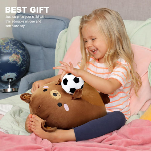 Onsoyours 14 Inch Football Bear Plush Toy, Soft Kawaii Soccer Ball Bear Stuffed Animal Gift
