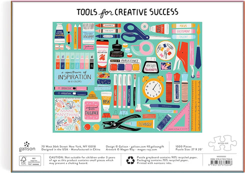 Galison Tools for Creative Business - 1000 Piece Puzzle - Bright Artwork of Inspirational Supplies