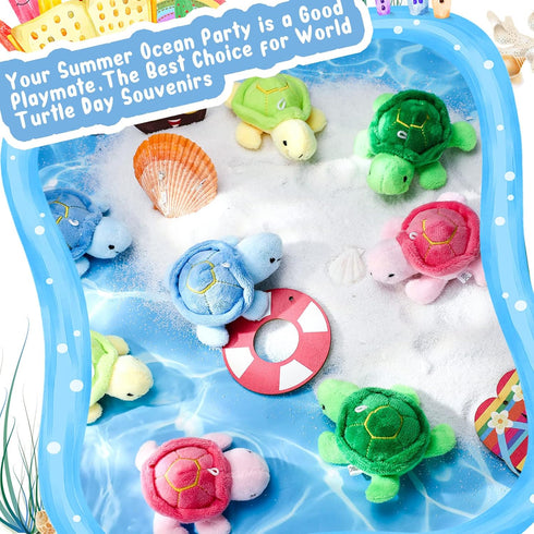 Sratte 12 Pcs Mini Turtle Stuffed Toy, Soft Small Sea Turtle Plush for Birthday Party Decorations, 3 Inch