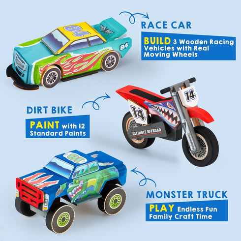 JOYIN Kids Craft Kit, Build & Paint Your Own Wooden Race Car, DIY Toy Craft Kit for Kids