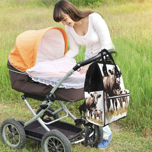 DWVTSLH Backpack Mummy Backpack Cow Painting Diaper Bag Multifunction Nappy Bags Waterproof Large Capacity Travel
