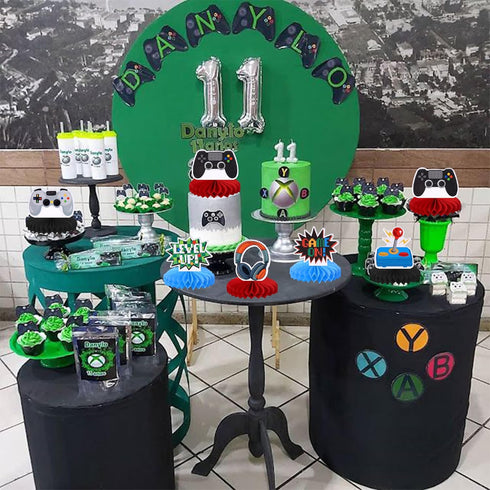 6 PCS Video Game Honeycomb Table Centerpiece: Game On Controllers GamePad Table Toppers for Game Theme Baby Shower,