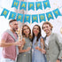 Clabby Glitter Happy Birthday Banner, Shiny Letters Hanging Signs for Party Supplies Backdrop Decoration, Blue