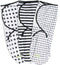 Ziggy Baby Adjustable Baby Swaddles, 0-3 Months, 3 Pack, Soft Cotton Black & White, Newborn Swaddle Blankets