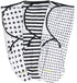 Ziggy Baby Adjustable Baby Swaddles, 0-3 Months, 3 Pack, Soft Cotton Black & White, Newborn Swaddle Blankets