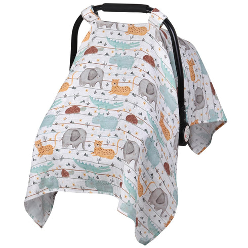 Metplus Muslin Carseat Cover for Babies, Lightweight Breathable Infant Carrier Cover for Girls & Boys