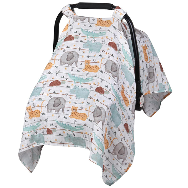 Metplus Muslin Carseat Cover for Babies, Lightweight Breathable Infant Carrier Cover for Girls & Boys
