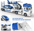 Dwi Dowellin Toddler Boy Toys, 25" Semi Truck with Racing Car and Helicopter - Police Toys for Kids Age 2-6
