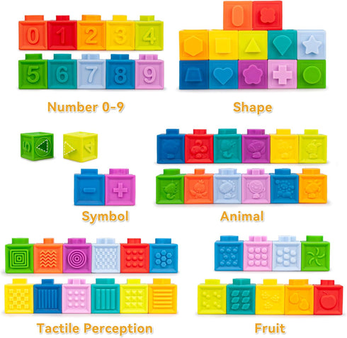 SYUUKH 6 in1 6-12 6-12 12pc 2 Montessori Baby Toys MonthsMontessori Toy for Babies MonthsIncl Building Blocks &Silicone