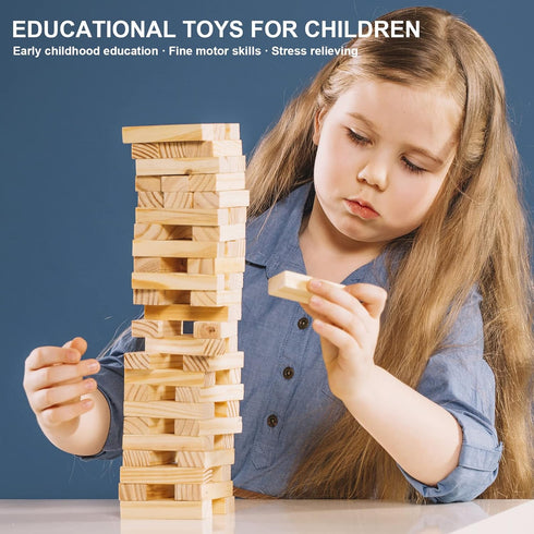 NiToy 200PCS Playset 3D Wooden Plank Building Blocks Sensory Toy for Kids, Montessori STEM with Natural Pine Wood