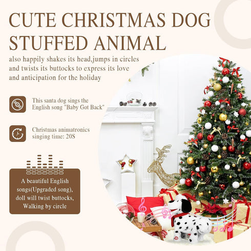 SdeNow Twerking Dog Toy Booty Shaking Walking Santa Claus Puppy Musical Animated Christmas Plush Santa Singing