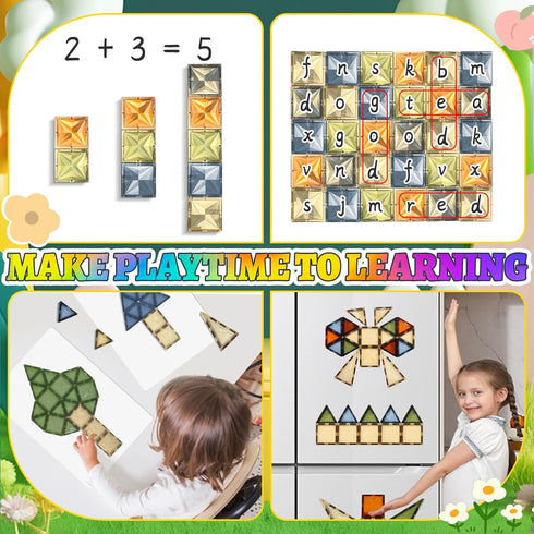 100PCS 3+ 2 Magnetic Tiles Montessori Toys Magnetic Blocks Kids Games STEM Classroom Educational Learning Sensory