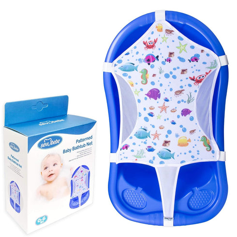 Baby Bath Seat Support Net, Patterned Bath Sling with Six Safety Support Corners for Newborns