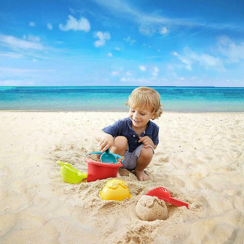 Set 5 18 HABA Sand Toys Basic - Piece Bundle with Plastic Pail, Sieve, Mold, Scoop and Sifting Shovel Sized just