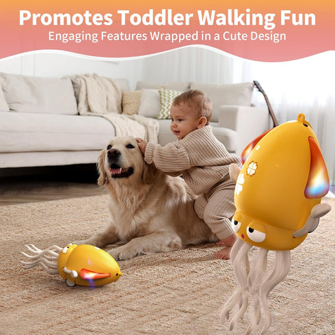 Rod,Tummy 3 4 5 6 Interactive Dancing Octopus Toy,LED Light-Up Music Crawling Squid with Smart Obstacle Avoidance