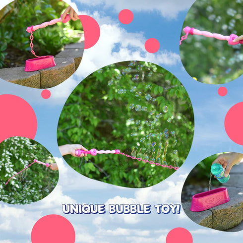 Sunny Days Entertainment Pink Princess Bubble Wand Kit, Outdoor Toy for Kids with Bubble Solution