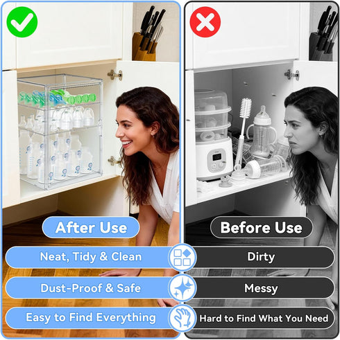 Countertop, Baby Bottle Storage Organizer for X-Large Clear Bottle Organizer, Baby Bottle Storage Organizer