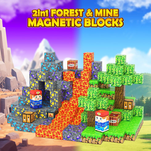 Toyvimo 100PCS 3-5 4-6 5-7 6-8, 3-12 Magnetic Blocks Kids Toys Magnetic Building Blocks Build Mine Magnet World Craft