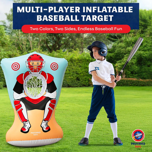 3 4 Preferred Toys Inflatable Baseball Pitching Target for Kids and Above - Double-Sided Throwing Toss Game with Soft