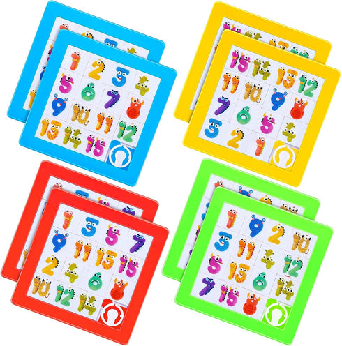 Sumind 8 Pieces Slide Puzzles for Kids, Colorful Plastic IQ Blocks Toys Brain Teaser Game Gift for All Ages
