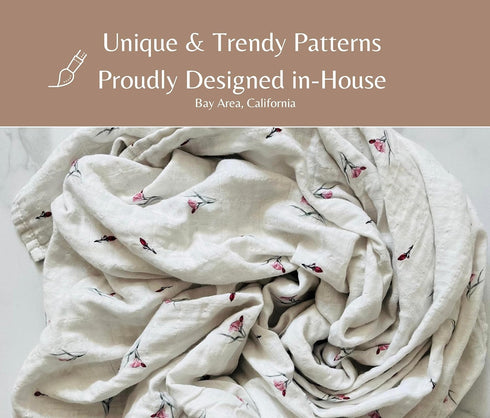 Set, Leyl&Ari Baby Swaddle Blanket Organic Cotton Muslin Receiving Blanket for Newborn (Tropical Flowers/Ombre)