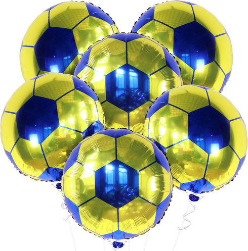 Yellow and Blue Soccer Balloons by KatchOn - 18 Inch, Pack of 6 | Sports Themed Party Decorations