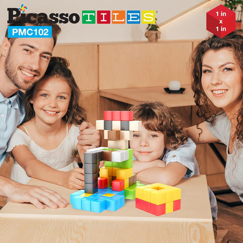 Picasso Cubes Kids 1” Magnetic Puzzle Cube, 102 Piece Mix & Match with FREE Idea Book, Sensory Toys