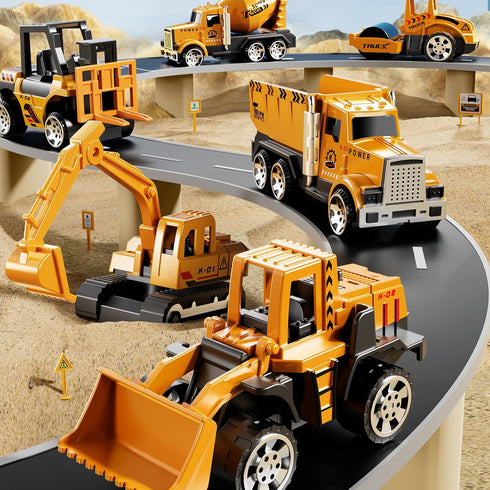NIPLOOOW 3 4 5 6 Set Construction Toys for Years Old Boys Girls Kids, Die Cast Metal Truck Toys W/Play Mat, Sand Toys