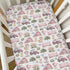 Selgkds 52''x28'' Pink Farm Animals Baby Crib Sheets for Girls Barn Pig Duck Cow Horse Bows Tractors Soft Snug Fitted