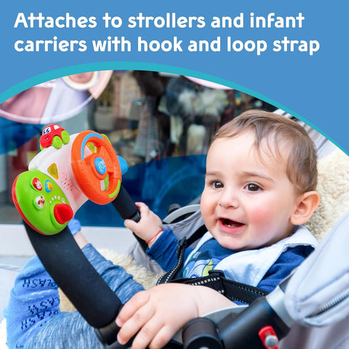 HAP-P-KID 6 7 8 9 10 11 12 1 My First Baby Stroller Toy, Toddler Steering Driving Wheel, Car Seat Educational Learning