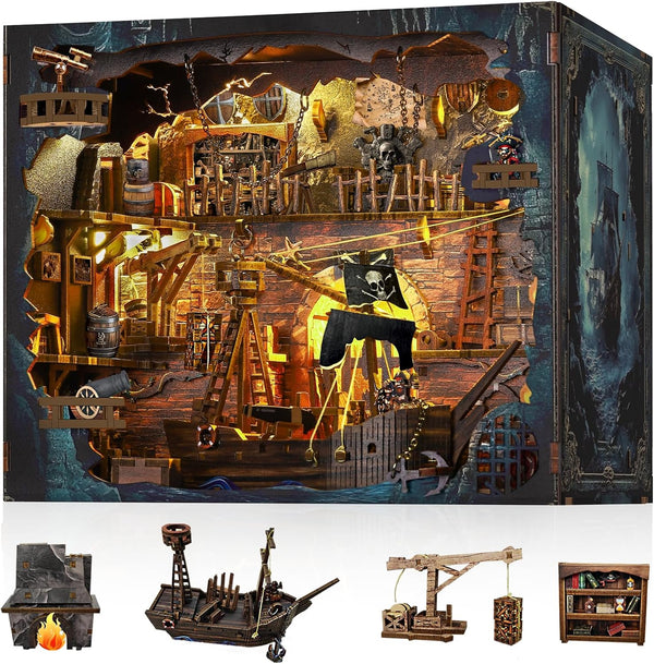 VORATHIS Book Nook Pirate Kit - DIY Miniature House Kit for Adults, Teens,