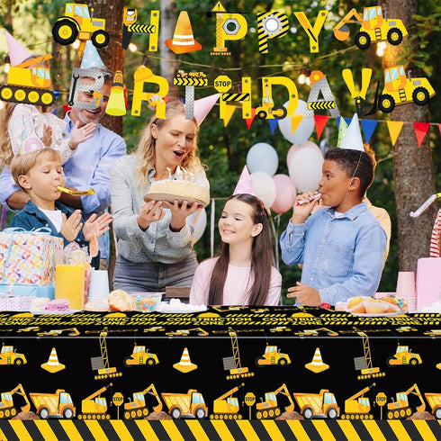 92 5th Pcs Construction Birthday Party Supplies Dump Truck Theme Five Tableware Includes Hanging Swirl, Balloons