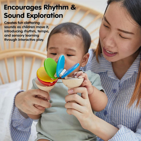 (6413) PlanToys Wooden Clatter Toy Percussion Musical Instrument | Sustainably Made from Rubberwood and Non-Toxic