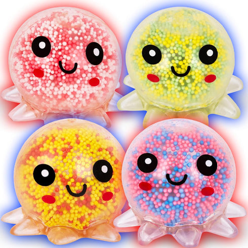 Set 4 ArtCreativity Jumbo Light Up Squishy Octopus Toys of Fidget Sensory Toys for Kids & Adults Glow in The Dark Toys