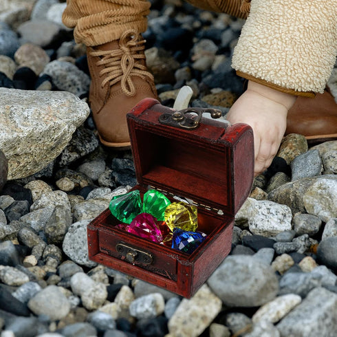balacoo 1 Set Mini Pirate Treasure Chests - Vintage Pirate Jewelry Storage Box with Lock and Jewels Crafting Children's